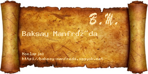 Baksay Manfréda névjegykártya